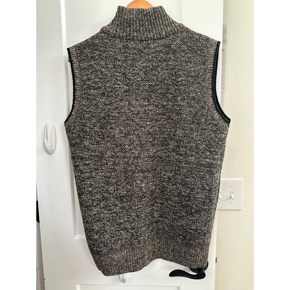 Men’s Brown Gray Sweater Vest L Zip Up Knit Fleece Lined Warm Casual Layer - Picture 4 of 7